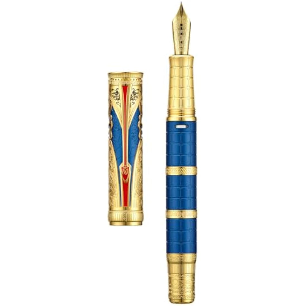 Hongdian D5 Qin Dynasty Fountain Pen - Blue Gold Piston Filler, EF Nib