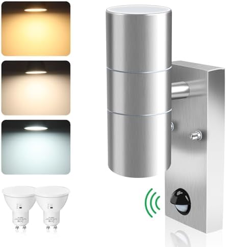 ALUSSO LED Up Down Wall Light – PIR Motion Sensor IP65 Outdoor Security Lamp