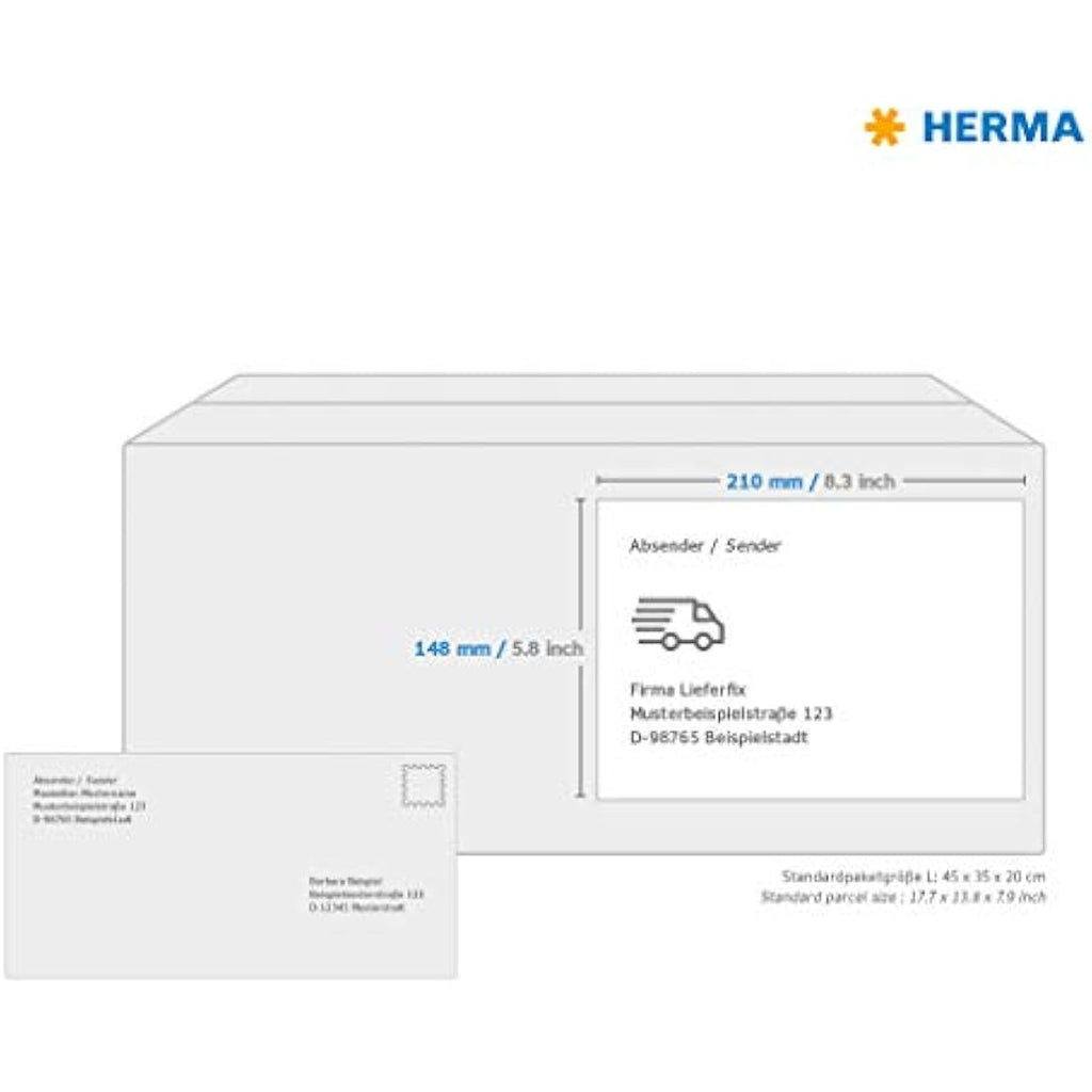 HERMA A4 Shipping Labels | 210x148mm White Adhesive Parcel Stickers | 400pk