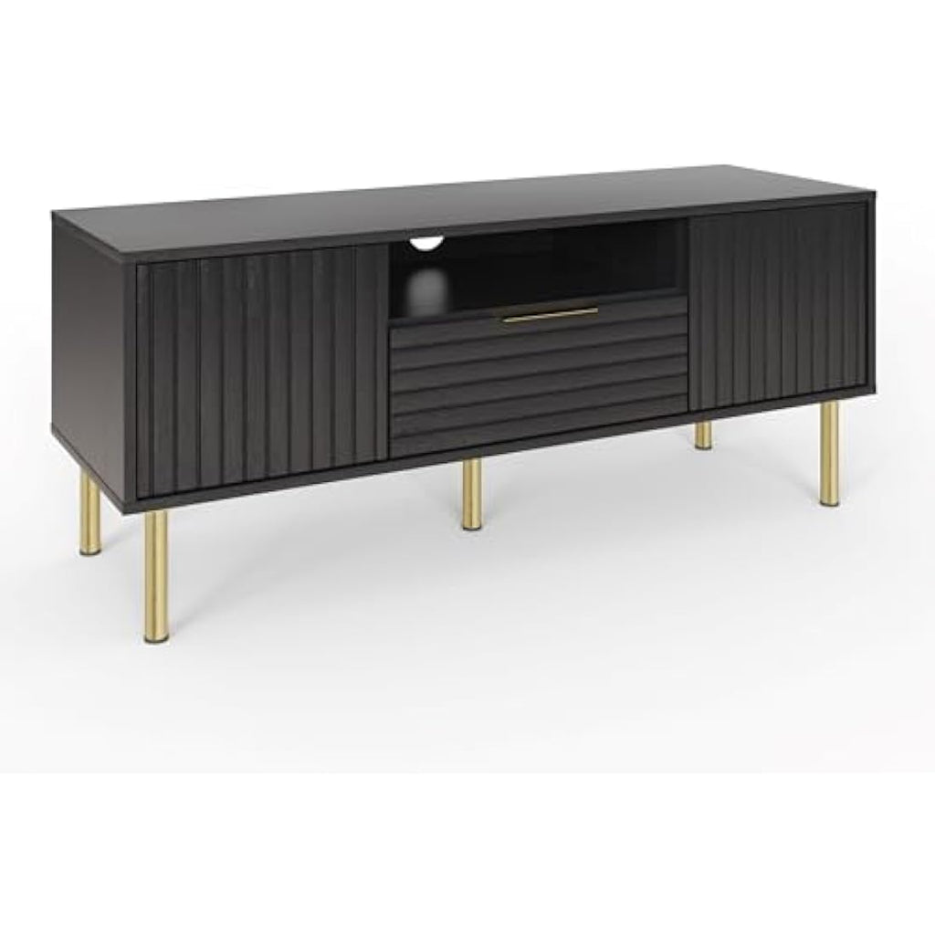 Nervata Modern TV Unit – Black Media Entertainment Console