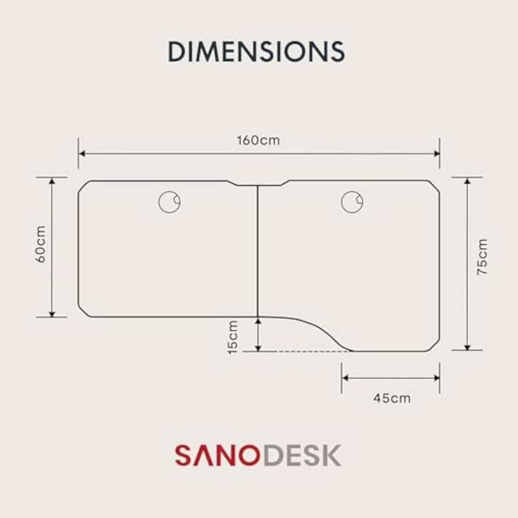 SANODESK Electric Standing Desk – 160x75cm Height Adjustable Table