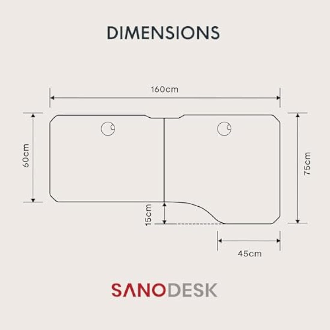 SANODESK Electric Standing Desk – 160x75cm Height Adjustable Table