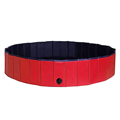 lionto Foldable Dog Pool - 160cm Scratch-Resistant PVC Paddling Pool