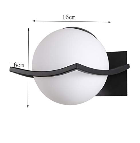 KRUIHAN Modern Glass Ball Wall Lamp | Black Globe Sconce for Bedroom