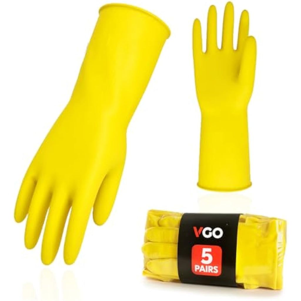 Vgo Reusable Rubber Dishwashing Gloves – Extra Thick Long Sleeve Kitchen