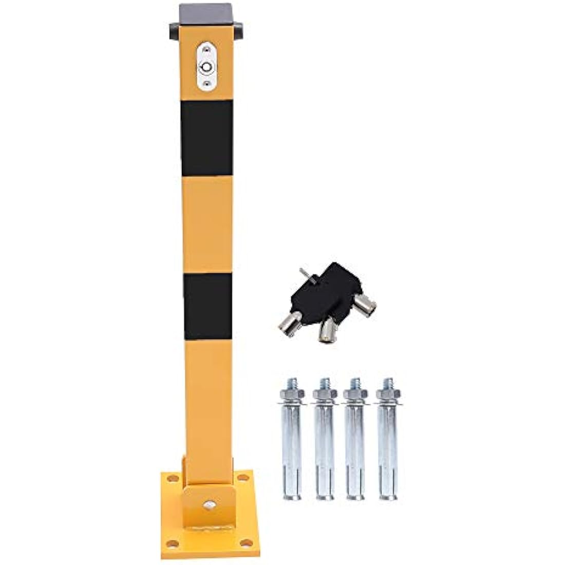 Foldable Steel Car Parking Barrier Post - 60cm Yellow/Black