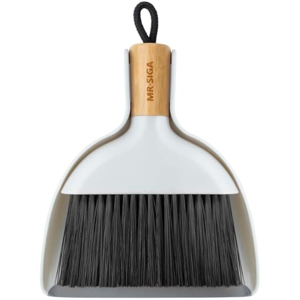 MR.SIGA Mini Dustpan and Brush Set | Bamboo Handle Portable Cleaner