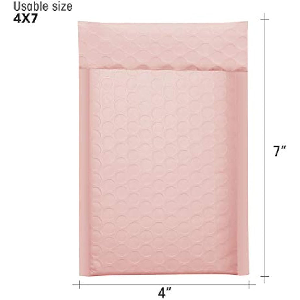 Switory Poly Bubble Mailers – 50 Pack Pale Pink Padded Envelopes 10x17cm
