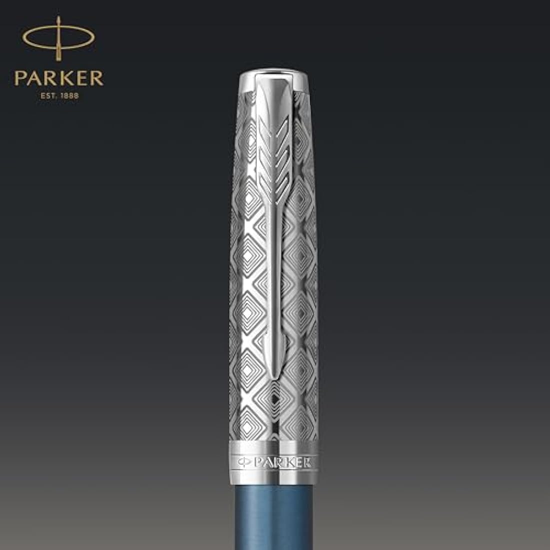 Parker Sonnet Fountain Pen – Blue Satin Finish with Fine 18k Gold Nib