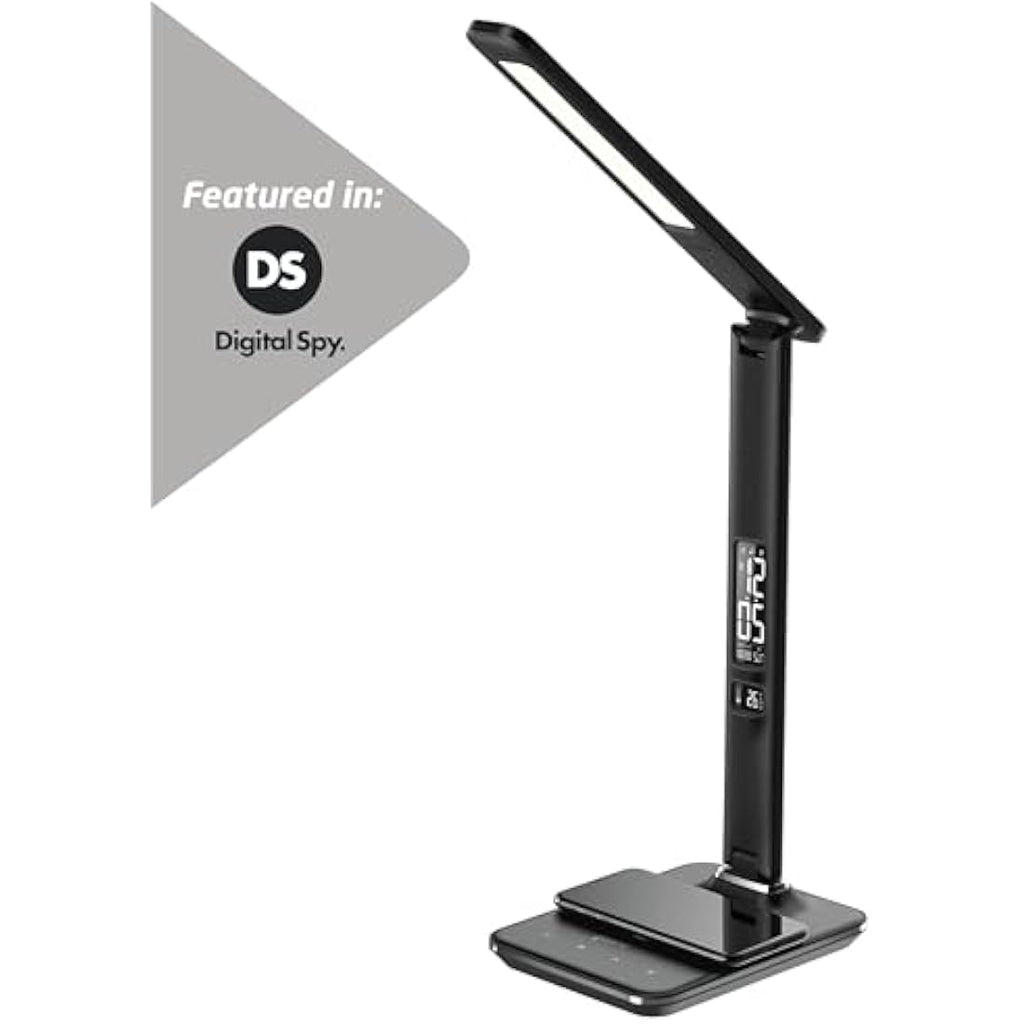 Groov-e Ares LED Desk Lamp | Wireless Charger & Alarm Clock - Black