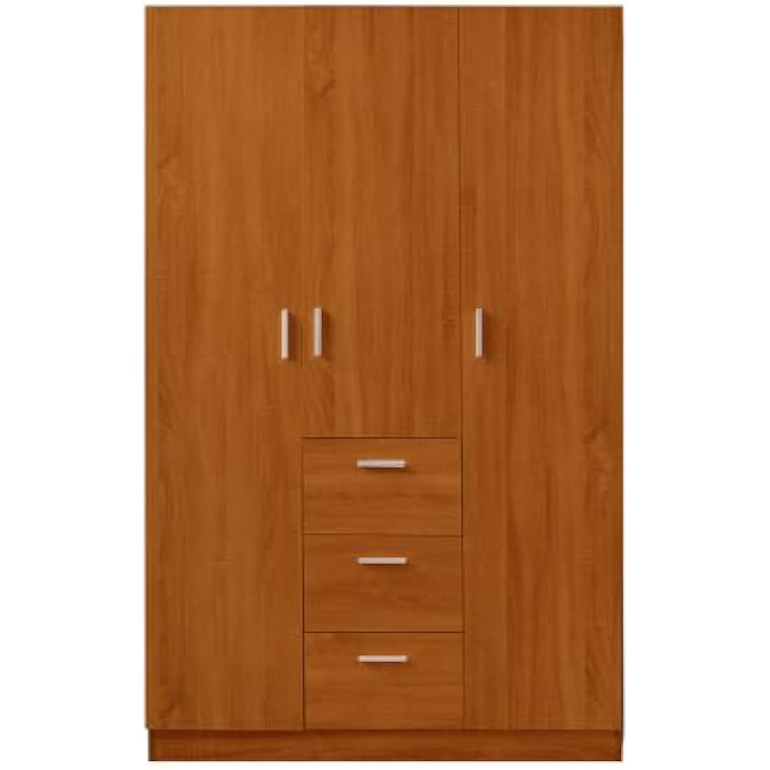 Modern Solid Pine Wood 3 Door Wardrobe with Hanging Rail – Oak