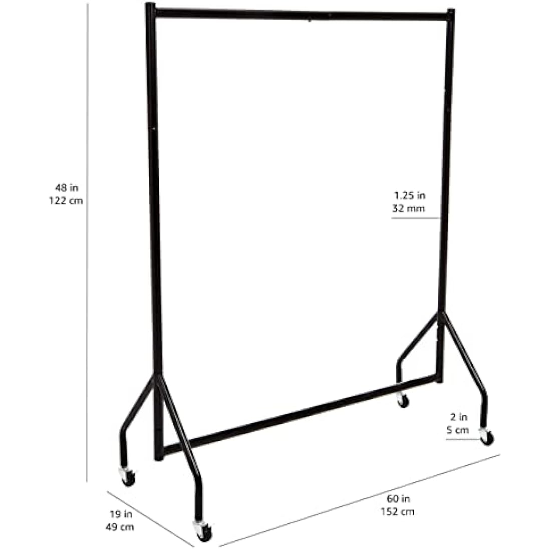 Amazon Basics Heavy Duty Steel Garment Rail with Wheels - Black
