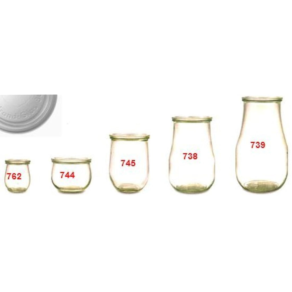 Weck 744 Tulip Jars – Set of 6 German Glass Preserving Jars, 580ml