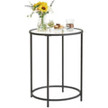 YMYNY Round Side Table | 2-Tier Tempered Glass & Metal Accent Table