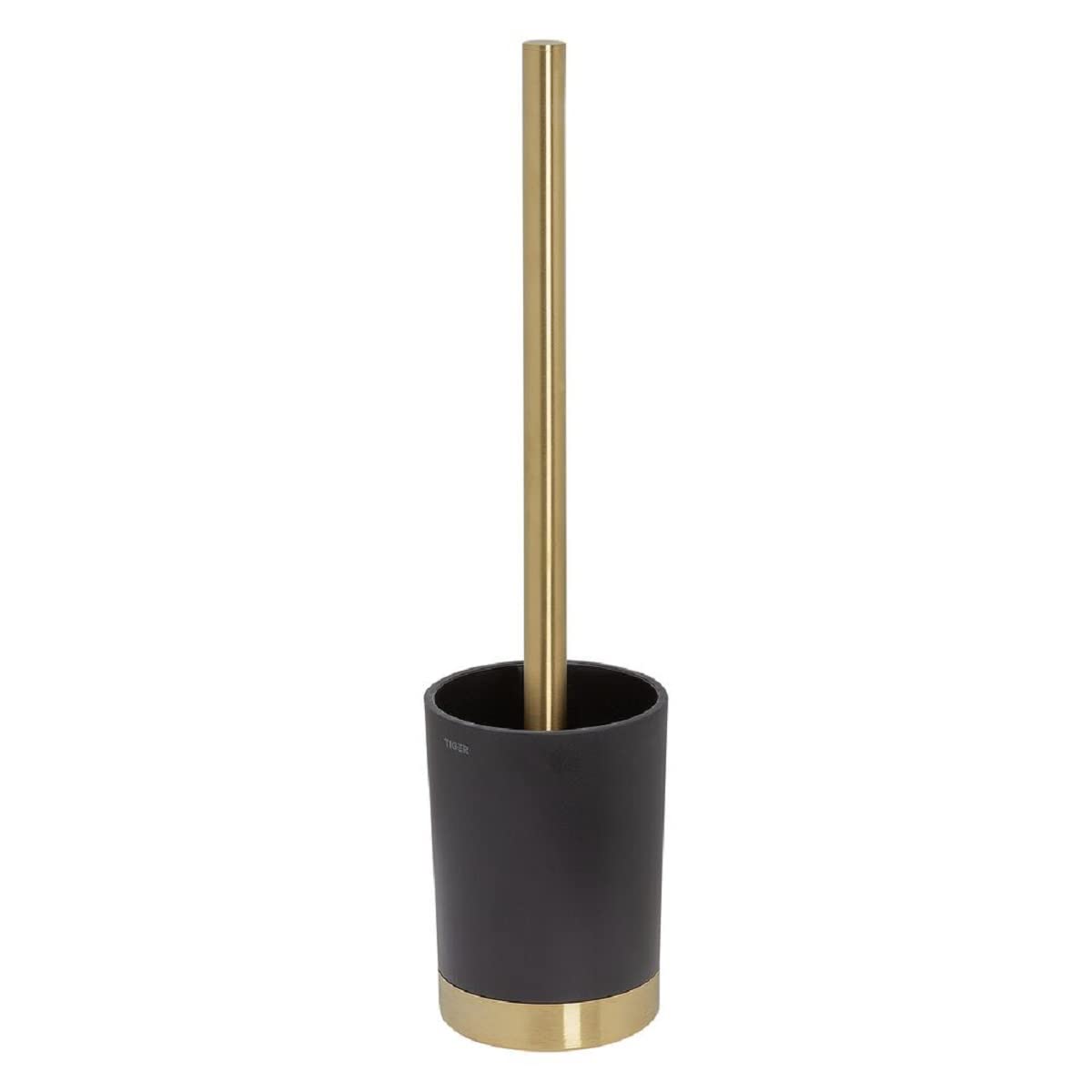 Tiger Tune Freestanding Toilet Brush and Holder | Brushed Brass & Black