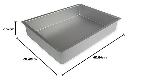 PME Aluminium Oblong Cake Pan – 12 x 16 x 3-Inch Deep Baking Tin