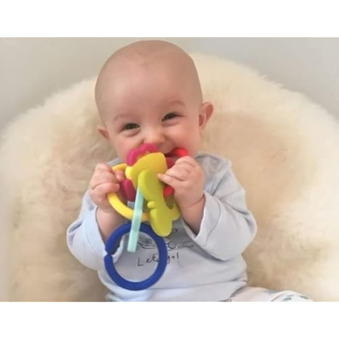 Gummee Silicone Teething Rings – 6-Piece Cooling Baby Links for 3-6 Months