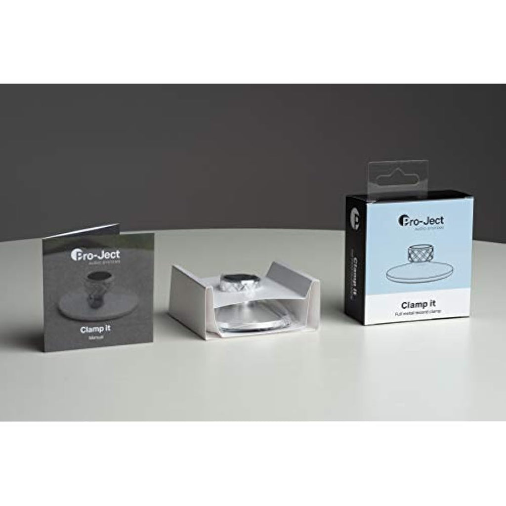 Pro-Ject Clamp It Record Clamp - CNC Aluminium with Leather - Silver