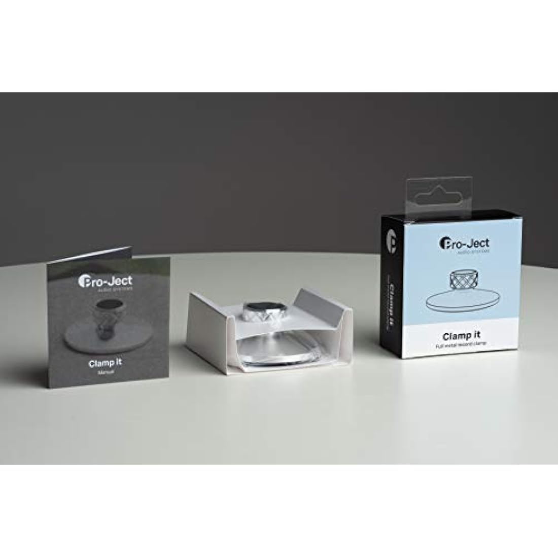 Pro-Ject Clamp It Record Clamp - CNC Aluminium with Leather - Silver