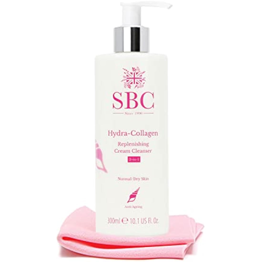 SBC Skincare Hydra-Collagen Replenishing Cream Cleanser & Shammy 300ml