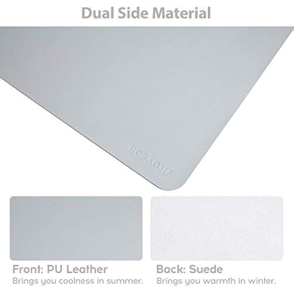 DOBAOJIA Large Desk Pad | Waterproof PU Leather Mouse Mat - Grey