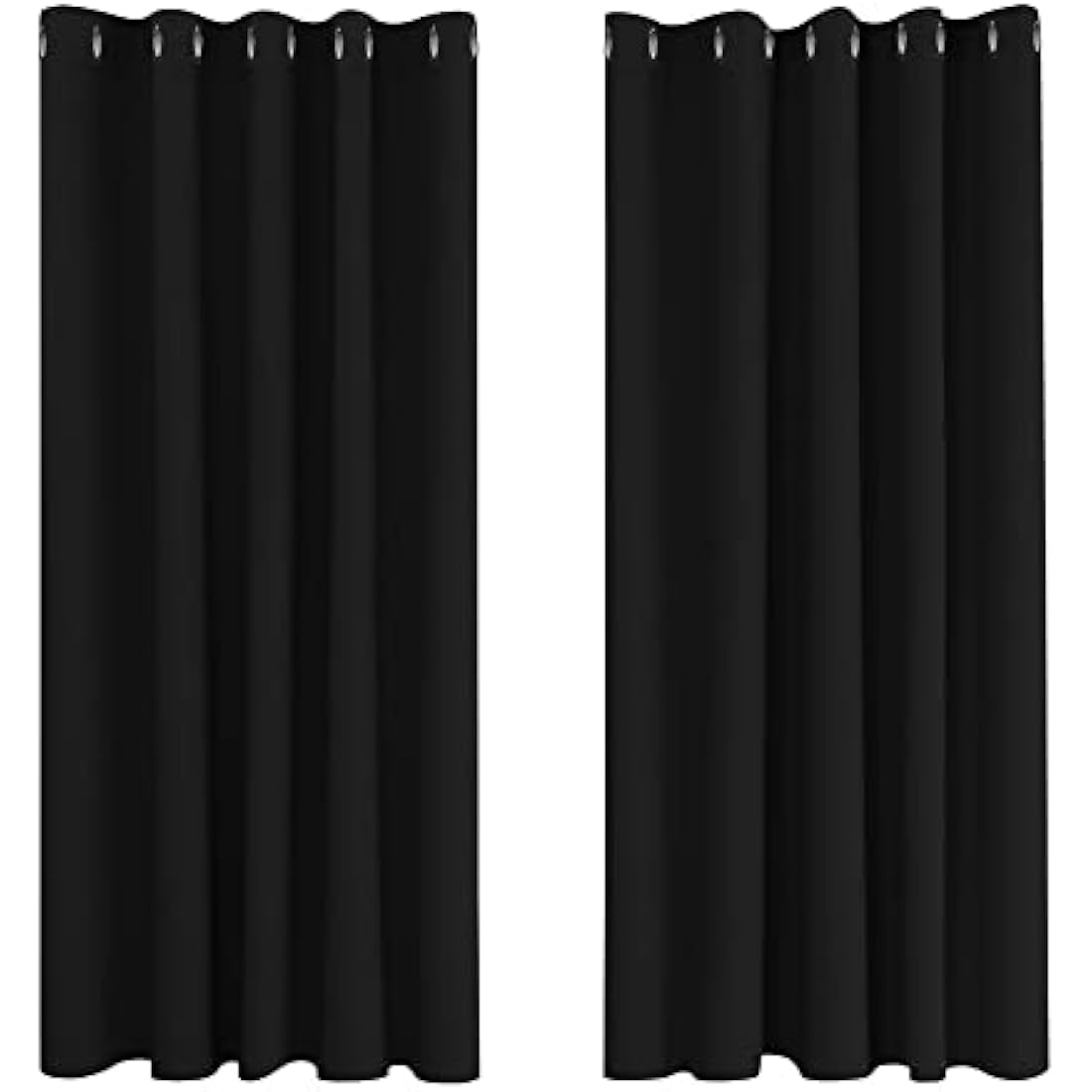 Deconovo Blackout Curtains – Thermal Insulated Eyelet Drapes, Black, 2 Panels