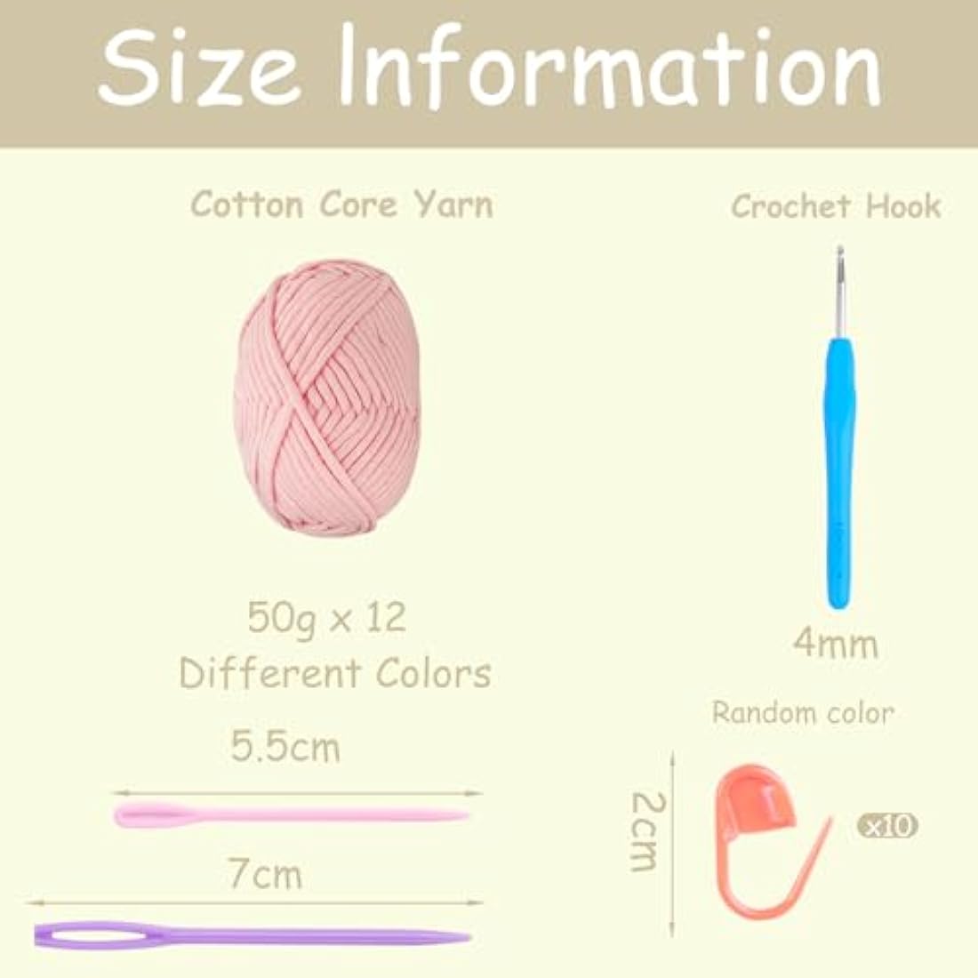 Jolof Store Chunky Cotton Yarn Kit – 12x50g Amigurumi Starter Set, Green