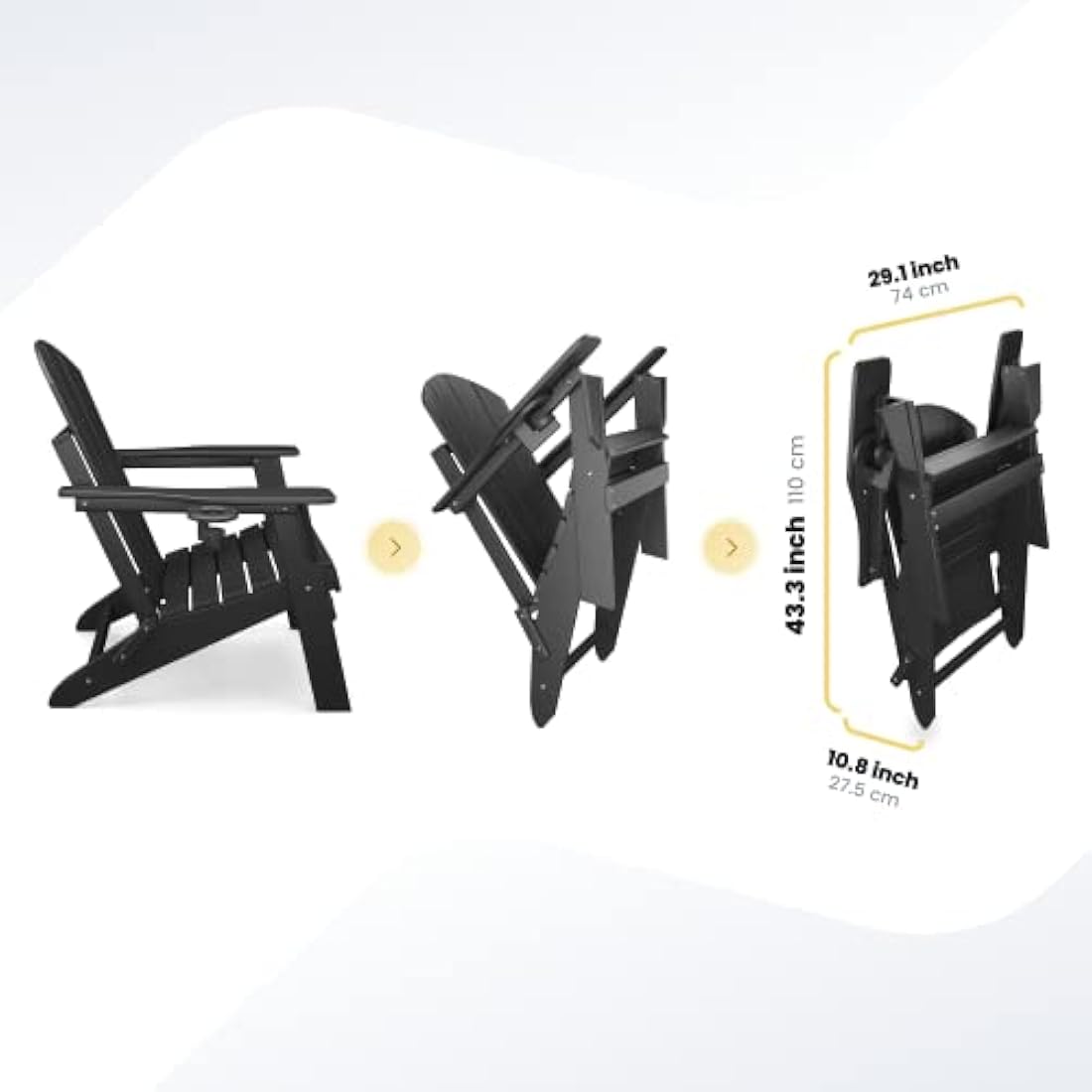Jolof Store Folding Adirondack Chair - Weatherproof HDPE with Cup Holder