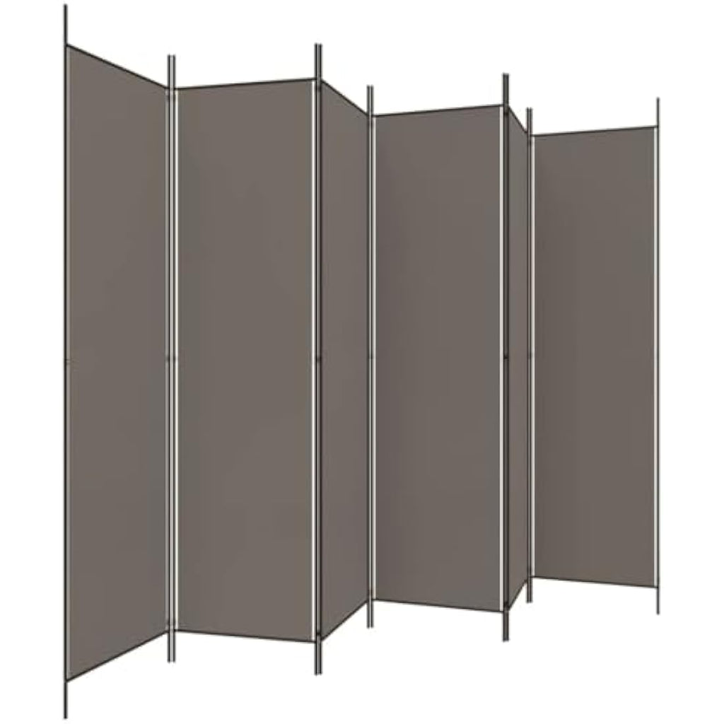 vidaXL 6-Panel Room Divider – Foldable Anthracite Fabric – 300x200 cm