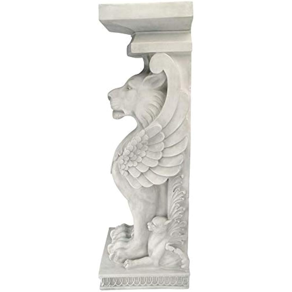 Design Toscano Winged Lion Roman Pedestal Plant Stand - Antique Stone