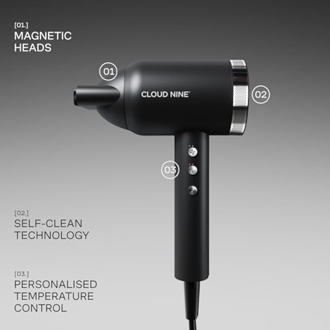 CLOUD NINE Airshot Pro Hair Dryer | 1600W Eco-Precision Motor & Diffuser