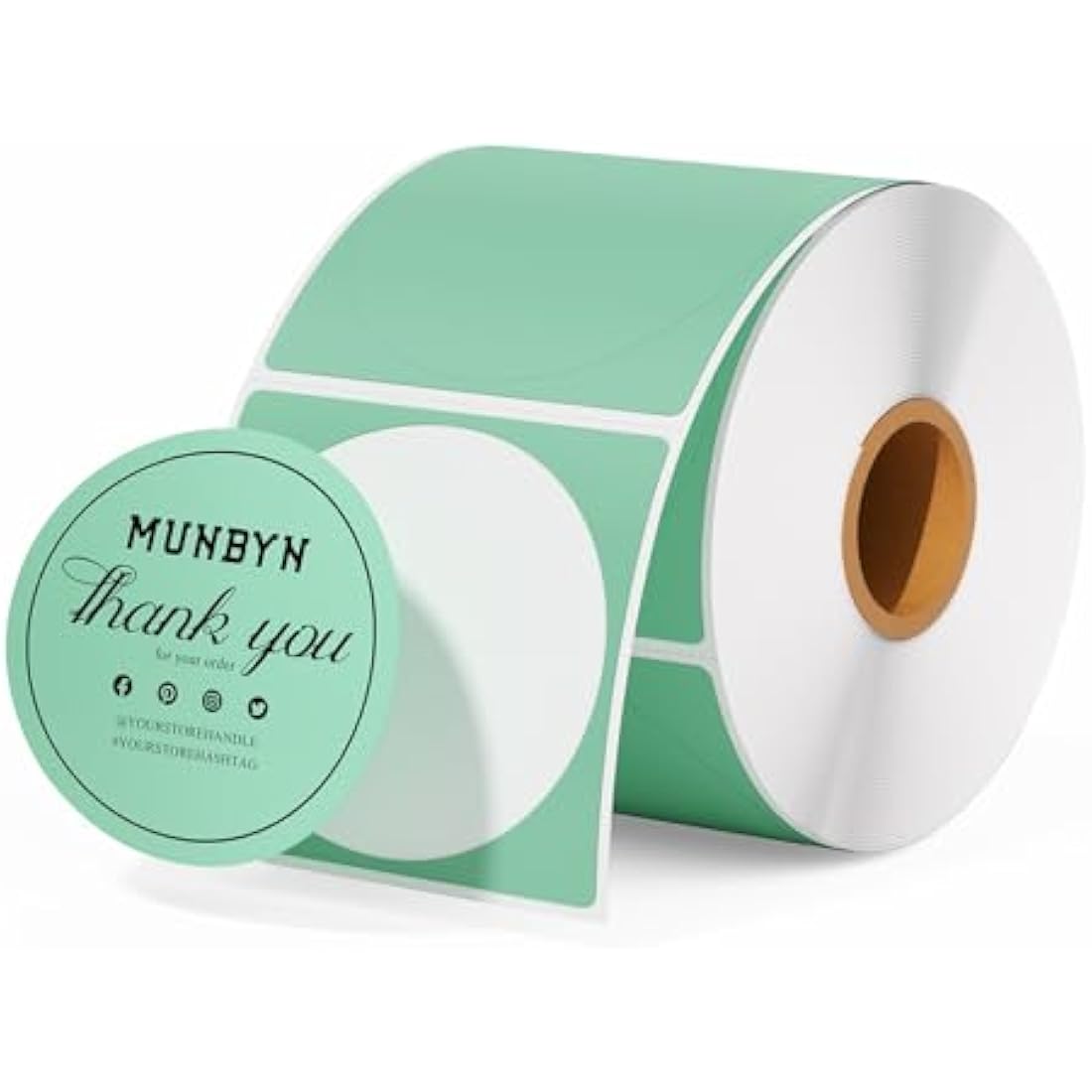 MUNBYN 2" Green Round Thermal Sticker Labels | 50x50mm Circle Roll