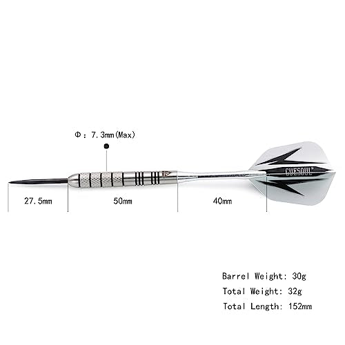 CUESOUL 95% Tungsten Steel Tip Darts Set - 30g Heavy Professional Darts