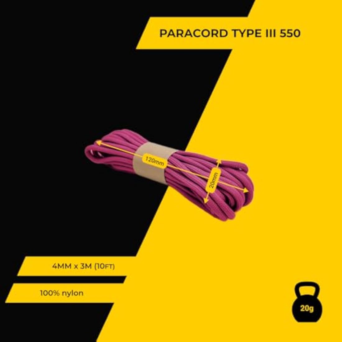 EDCX 550 Paracord Type III – 4mm Nylon Rope for Camping and DIY Crafting