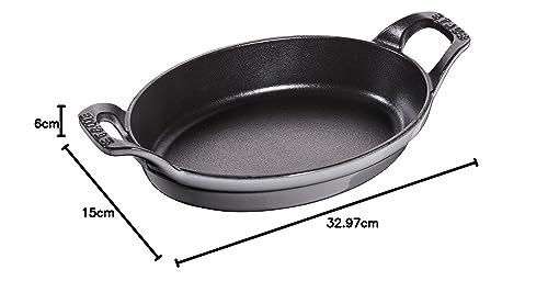 STAUB Cast Iron Oval Roasting Dish – 21 cm Enamel – Graphite Grey