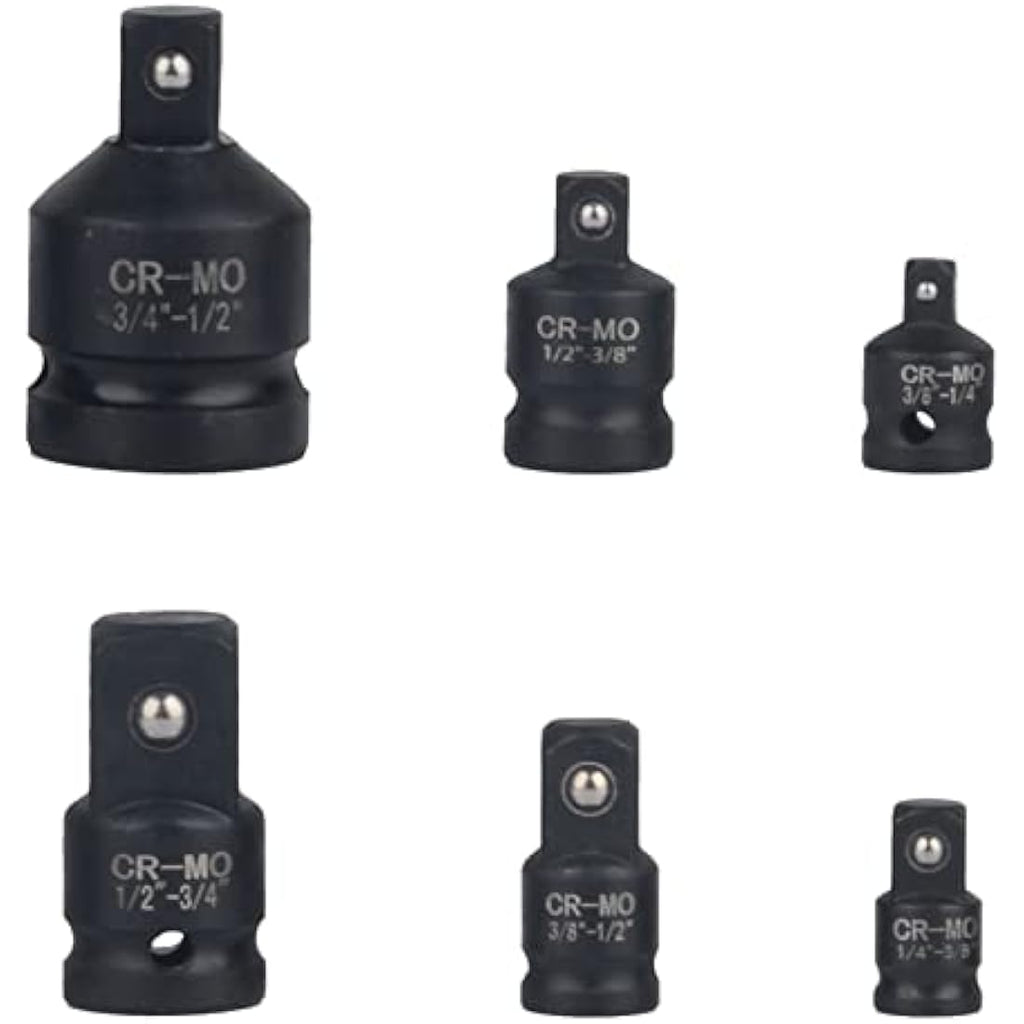 DAYUAN 6pcs Impact Socket Adapter Set – Chrome Molybdenum Steel 1/4" to 3/4" Drive Reducers