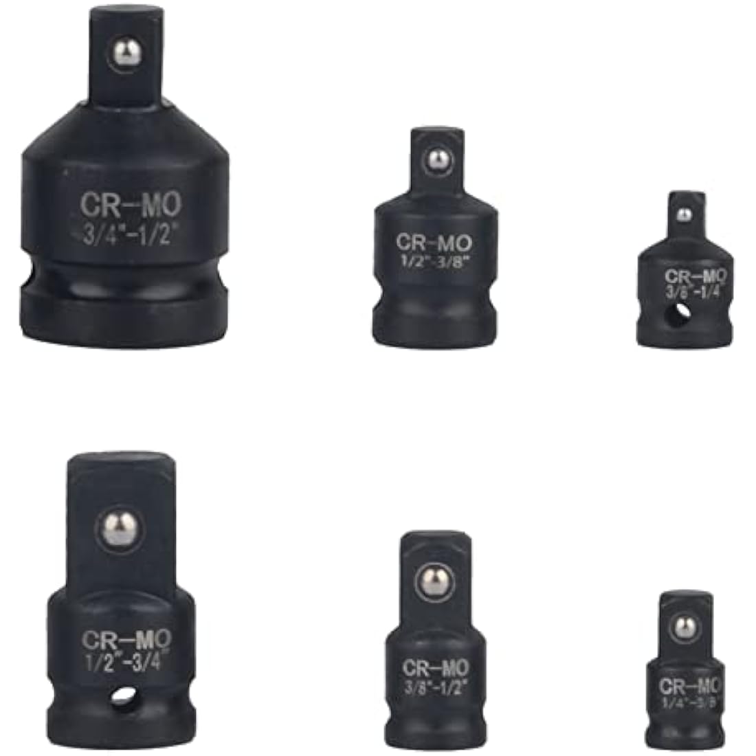 DAYUAN 6pcs Impact Socket Adapter Set – Chrome Molybdenum Steel 1/4" to 3/4" Drive Reducers