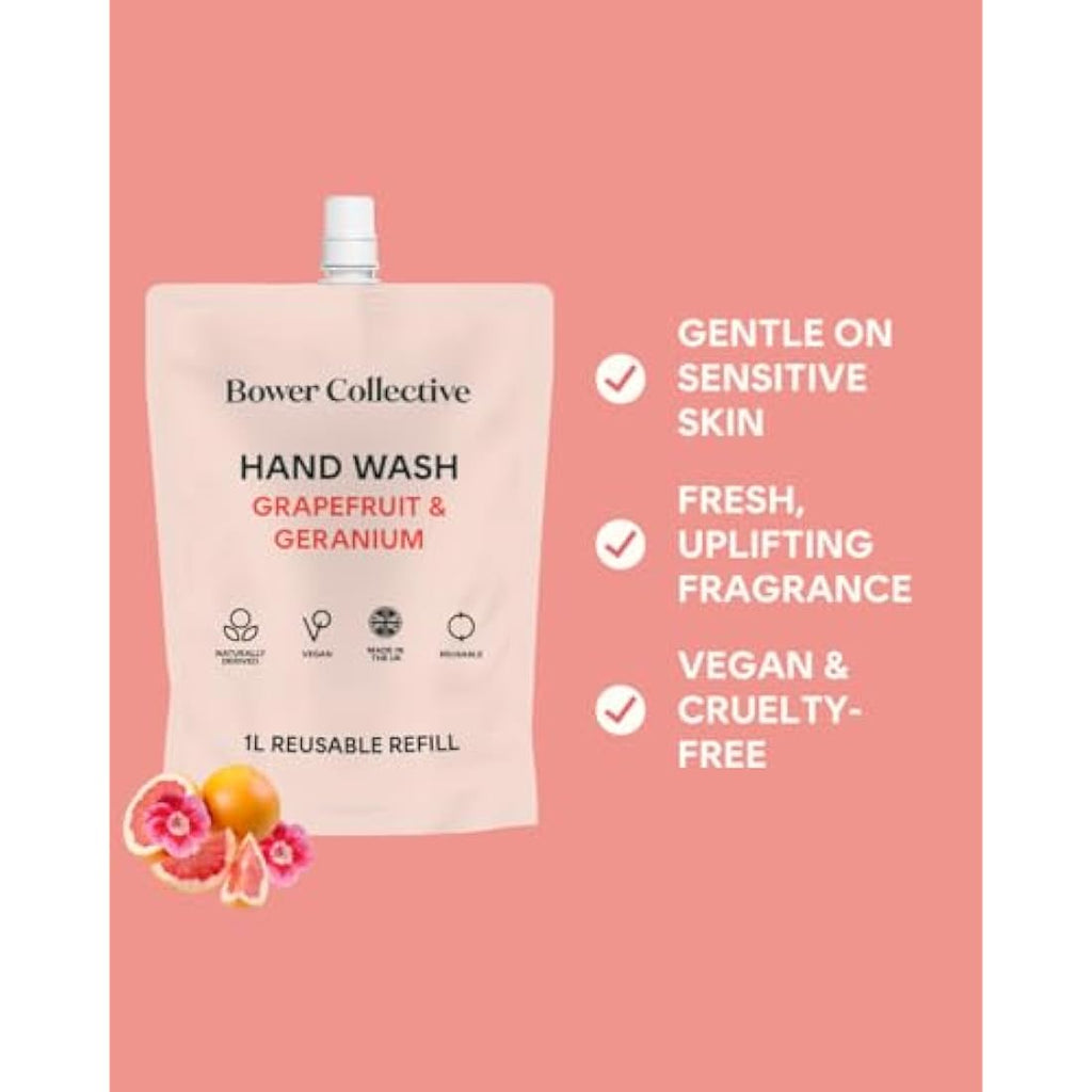 Bower Collective Antibacterial Hand Soap Refill - Geranium & Grapefruit 1L