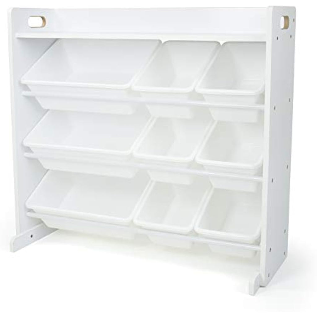 Humble Crew Wooden Toy Storage Organiser | 9 Bins & Shelf – White