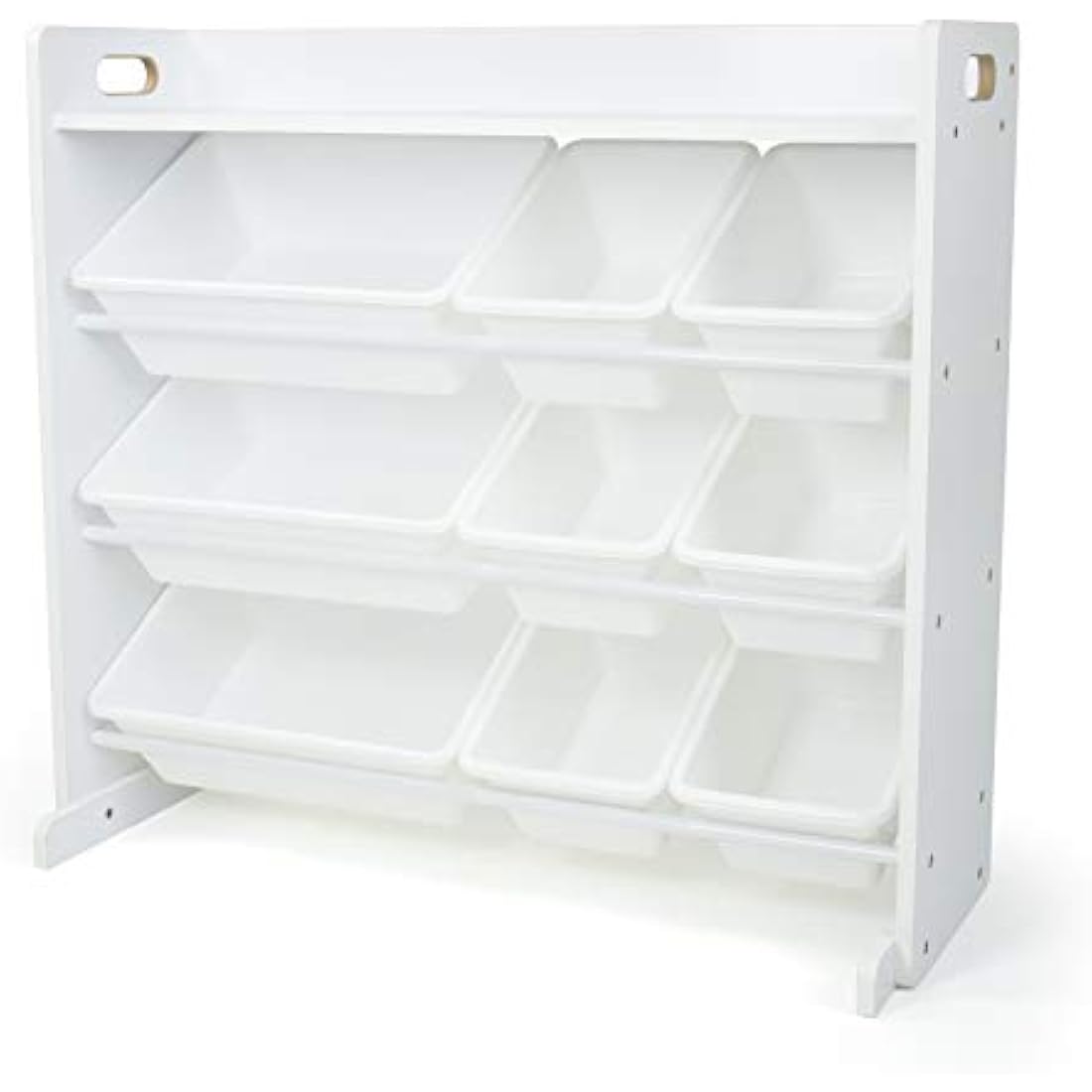 Humble Crew Wooden Toy Storage Organiser | 9 Bins & Shelf – White