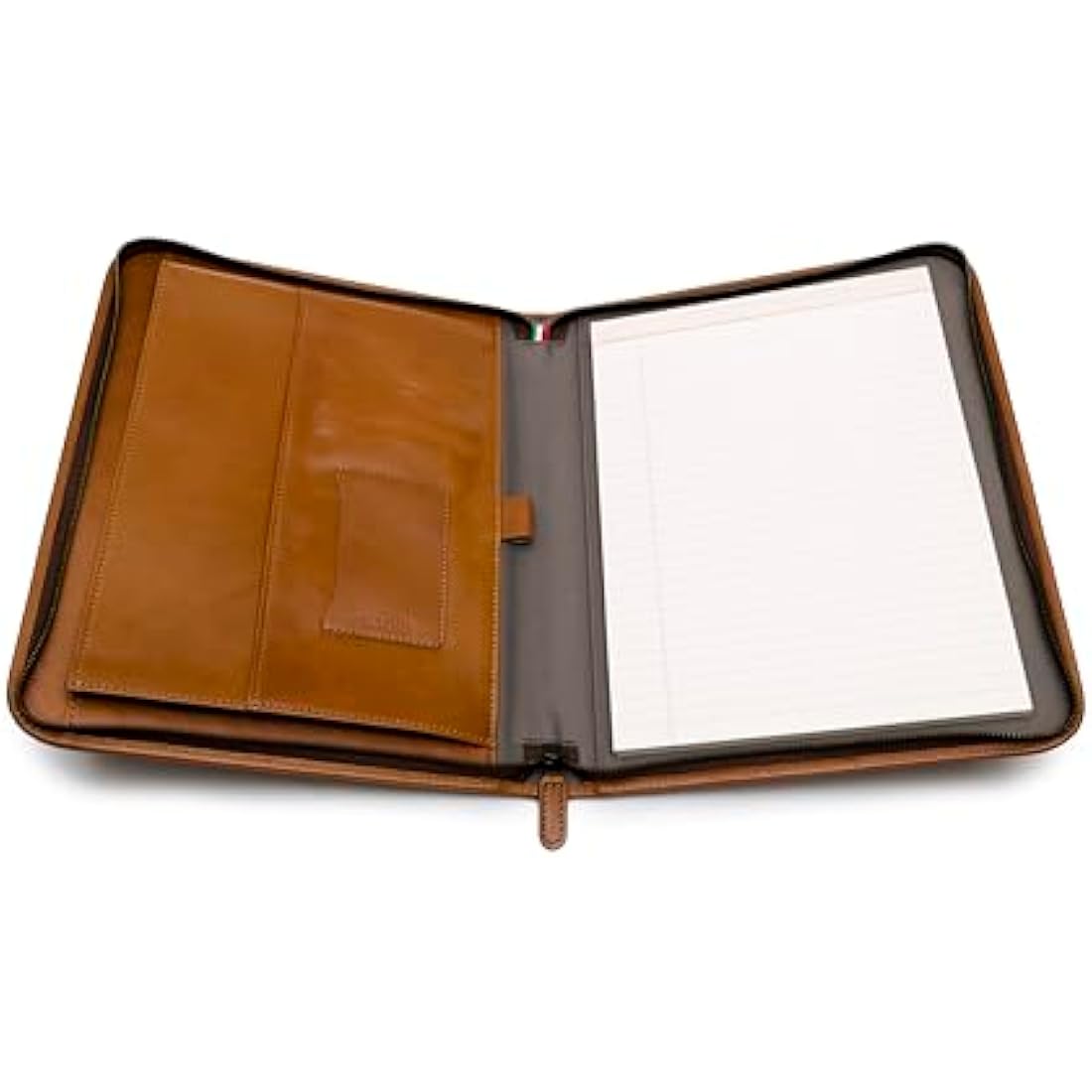 Maruse Italian Leather Portfolio – Zip-Around Laptop & iPad Folio, Cognac