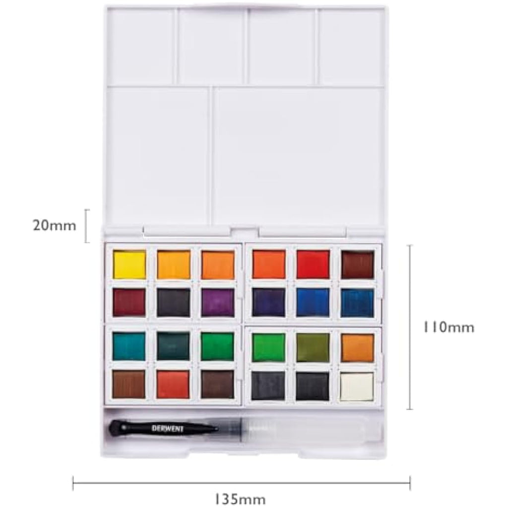 Derwent Watercolour Paint Pan Set - 24 Professional Travel Colours