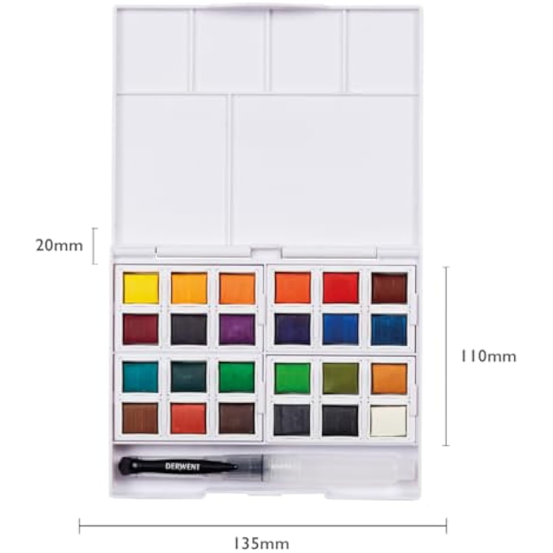 Derwent Watercolour Paint Pan Set - 24 Professional Travel Colours