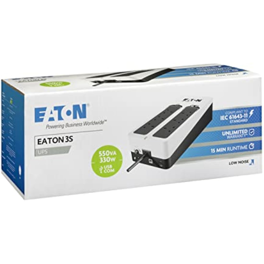 Eaton 3S 550B UPS – 550VA Off-Line Power Supply with 6 BS Outlets
