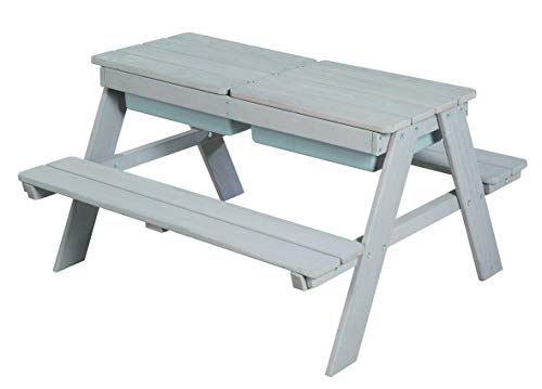 Roba Children's Solid Wood Picnic Table with Sand Tub – Grey