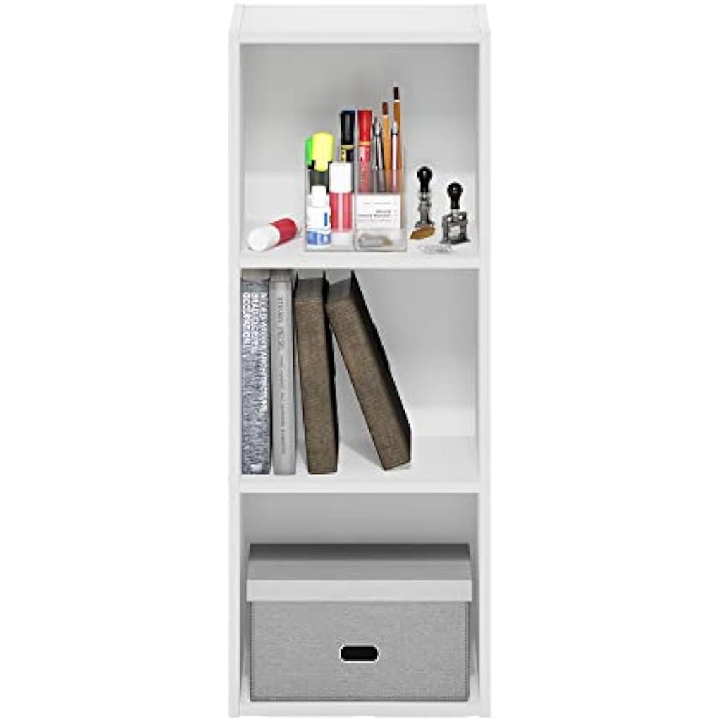 Furinno Pasir 3-Tier Open Shelf Bookcase – White Composite Wood