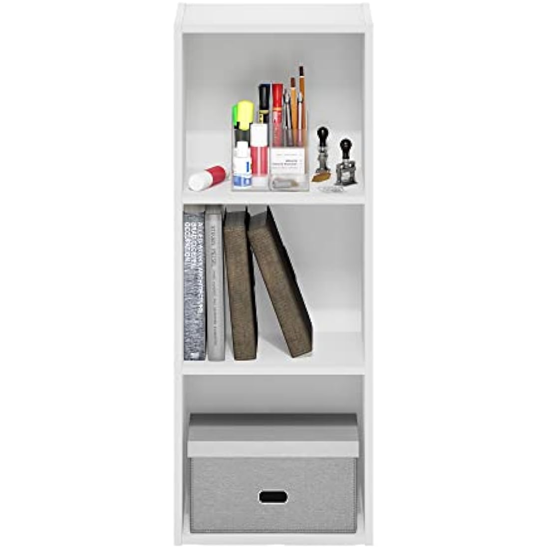Furinno Pasir 3-Tier Open Shelf Bookcase – White Composite Wood