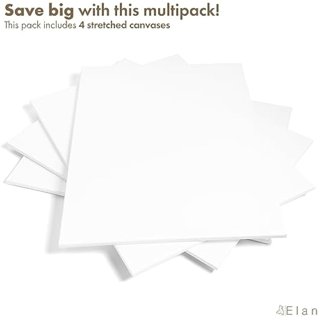 Elan 60x80cm Stretched Canvas 4-Pack | Triple Primed 100% Cotton