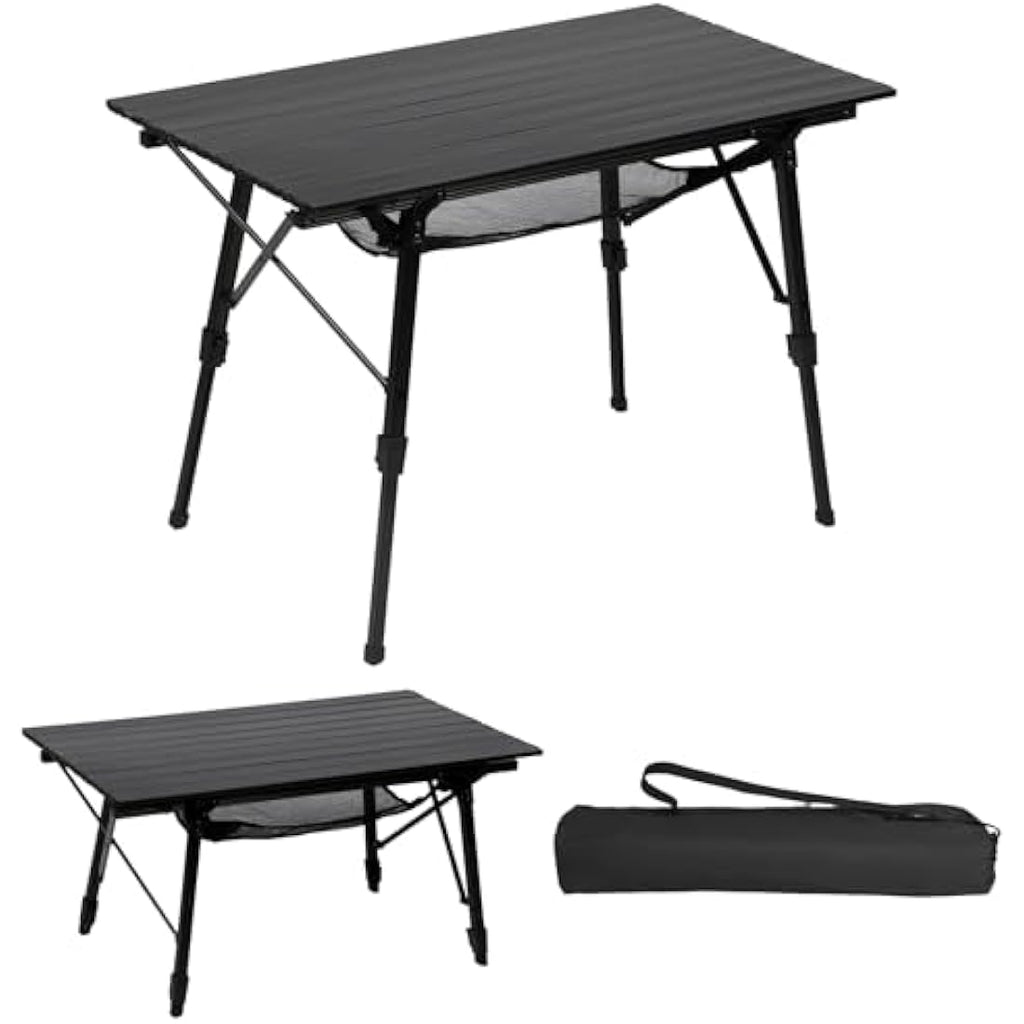 Portal Aluminum Folding Camping Table – Adjustable Height Roll Up Top