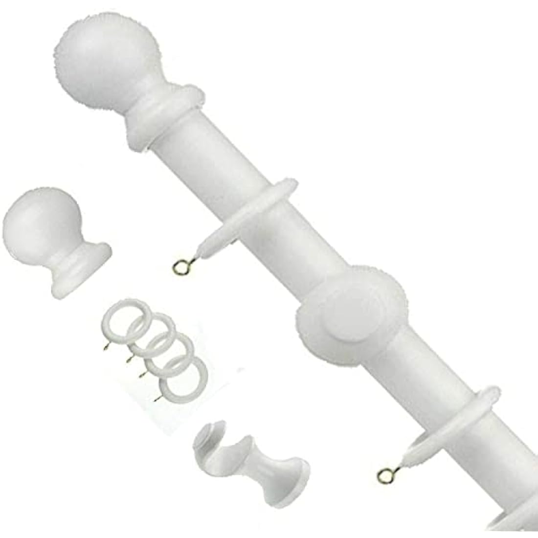 Wooden Curtain Rail Pole Set – Beechwood Rod, 120cm